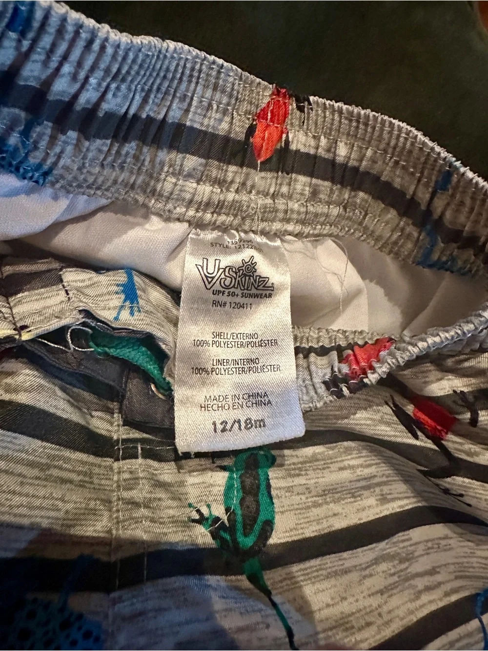3, Toddler swim trunks, Sz 12 mo to 18 mo Frogs, Dinosaur, Crabs designs on each